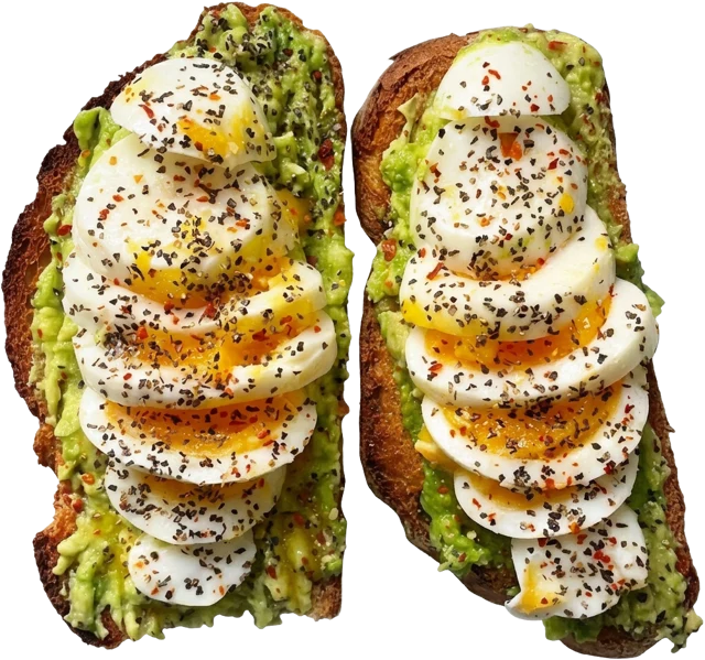 Tartines à l’avocat et aux œufs en rondelles